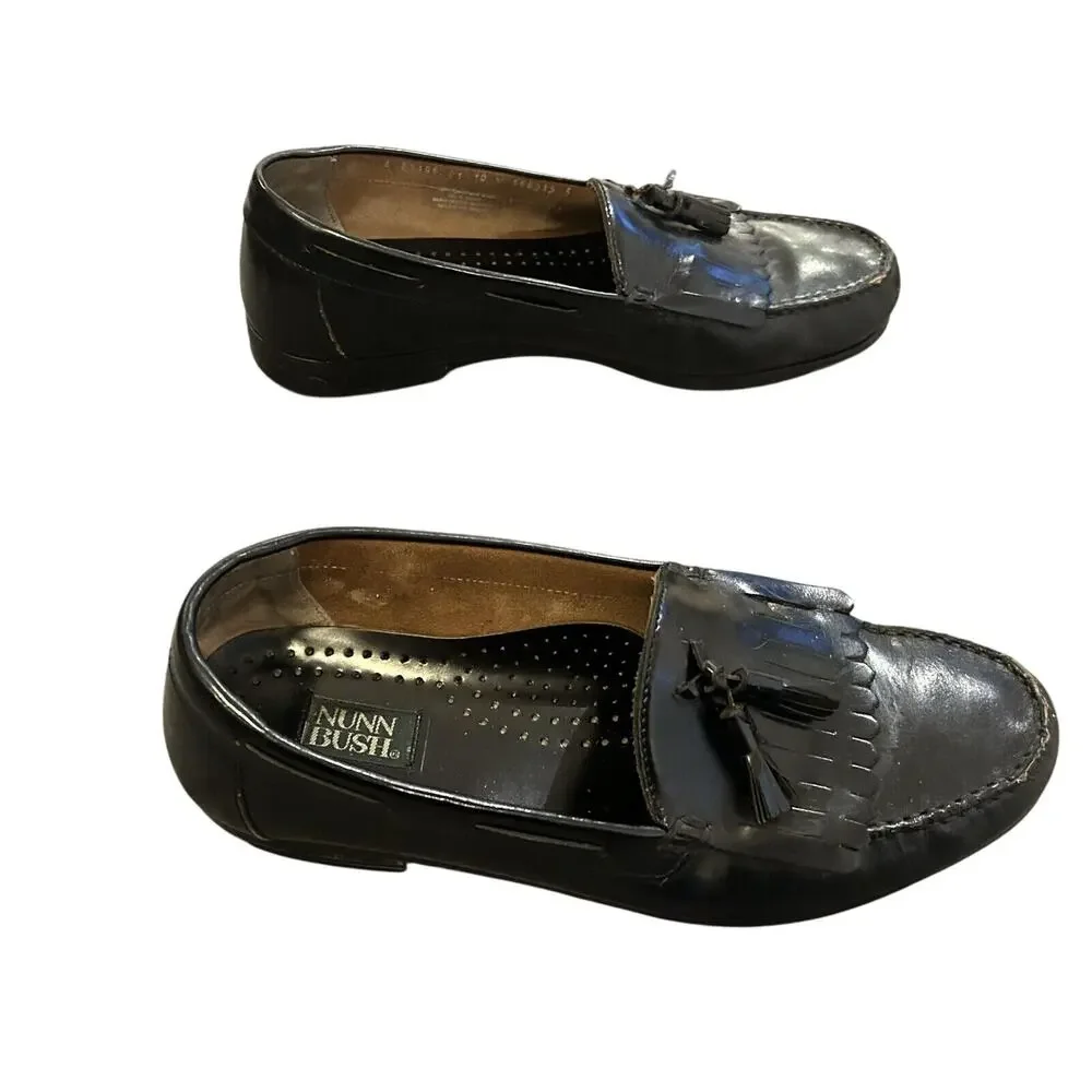 Nunn Bush Men’s Black Leather Loafers Size 10M with Tassel